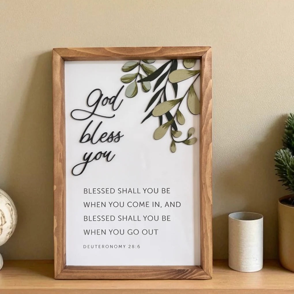 Blessed Shall You Be - Deuteronomy 28:6-10 | 3D Wooden Bible Verse Wall Art