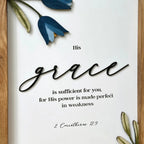 His Grace Is Sufficient For You 2 Corinthians 12:9 | 3D Wooden Bible Verse Wall Art 30x20cm