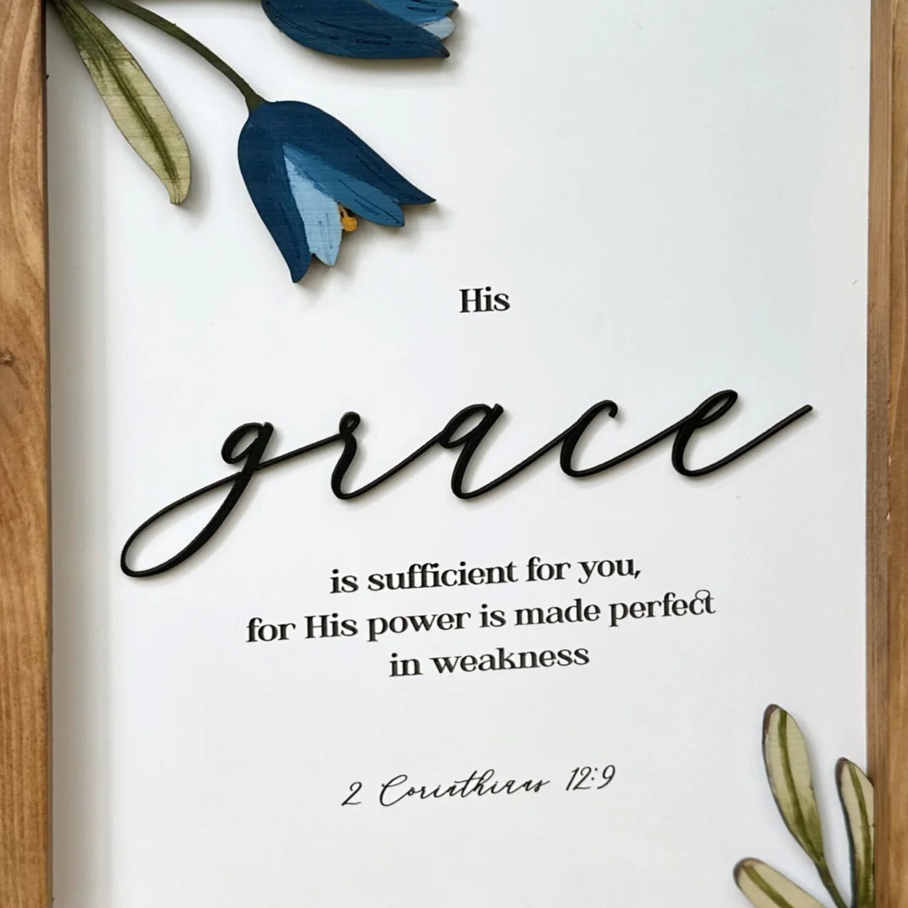 His Grace Is Sufficient For You 2 Corinthians 12:9 | 3D Wooden Bible Verse Wall Art 30x20cm