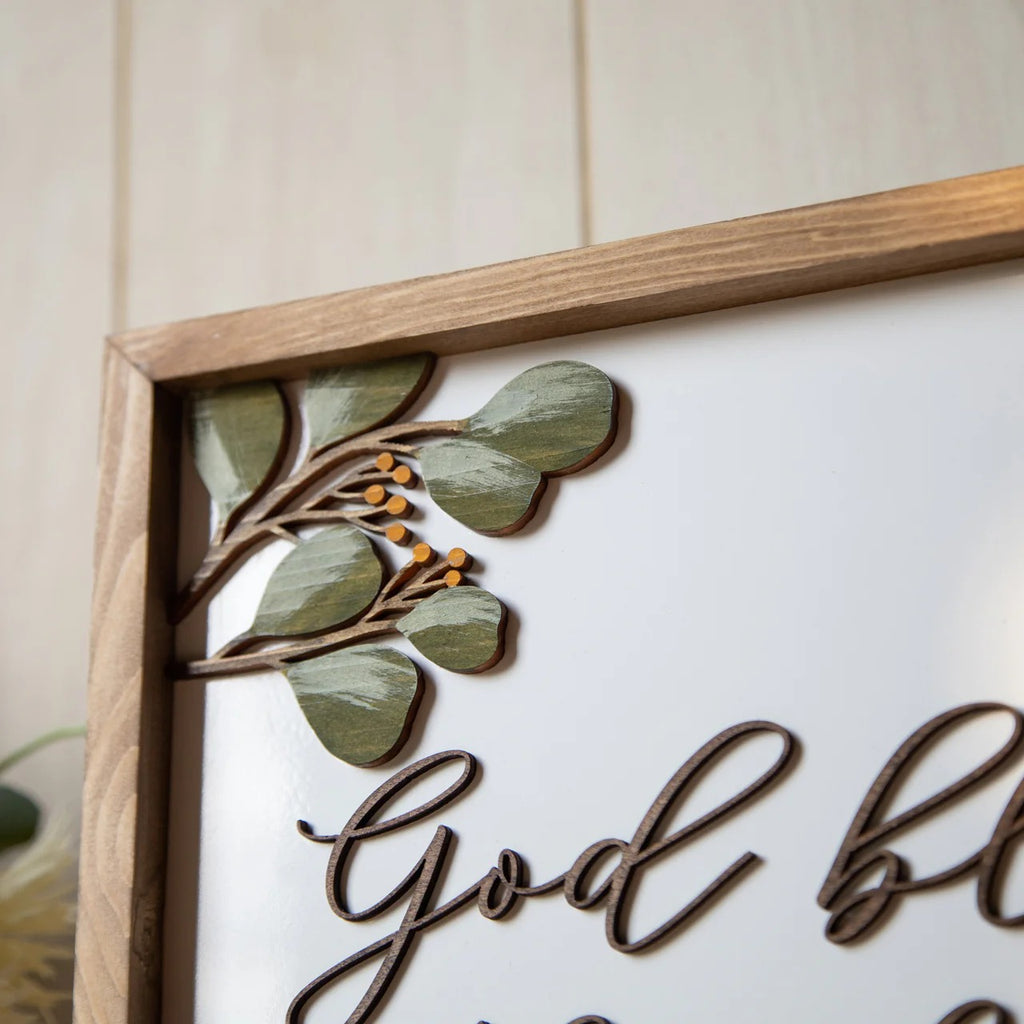 God Bless This Home | 3D Wooden Bible Verse Wall Art 30x30cm