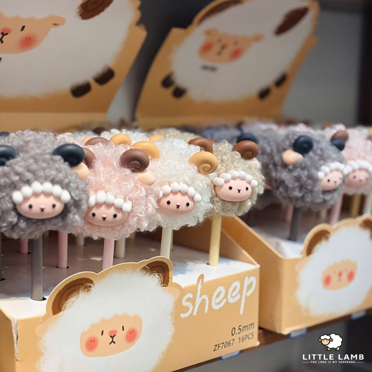 Cute Fluffy Lamb Pom-Pom Pen - Adorable Sheep Stationery