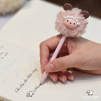 Cute Fluffy Lamb Pom-Pom Pen - Adorable Sheep Stationery