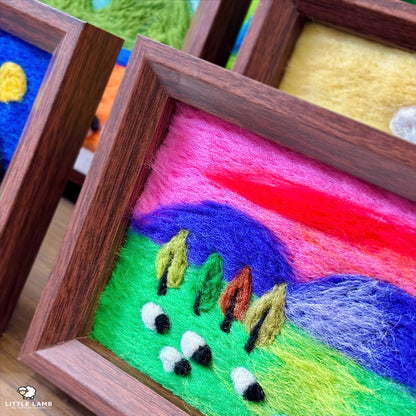 Handmade Wool Felt Sheep Landscape Art, 3D Framed Wool Painting Needle Felted Decor, Cute Christian Pasture Tabletop Art, Gift for Her