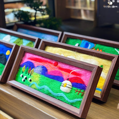 Handmade Wool Felt Sheep Landscape Art, 3D Framed Wool Painting Needle Felted Decor, Cute Christian Pasture Tabletop Art, Gift for Her