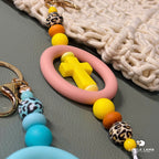Leopard Print Silicone Circle Cross Keychain - Faith Based Keyring