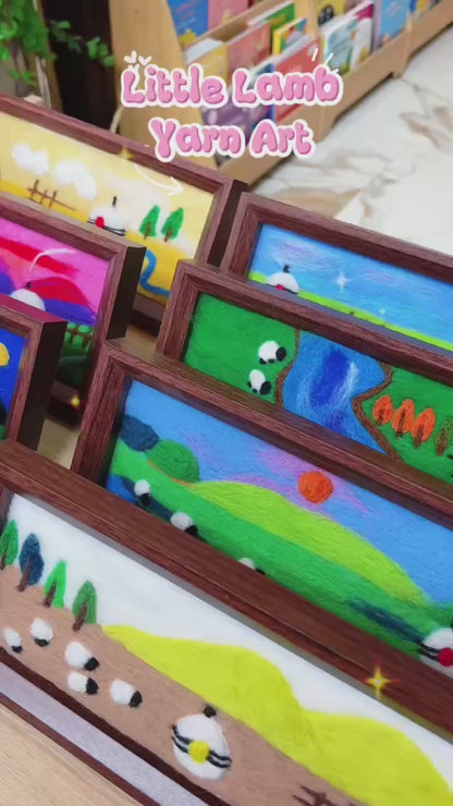 Handmade Wool Felt Sheep Landscape Art, 3D Framed Wool Painting Needle Felted Decor, Cute Christian Pasture Tabletop Art, Gift for Her